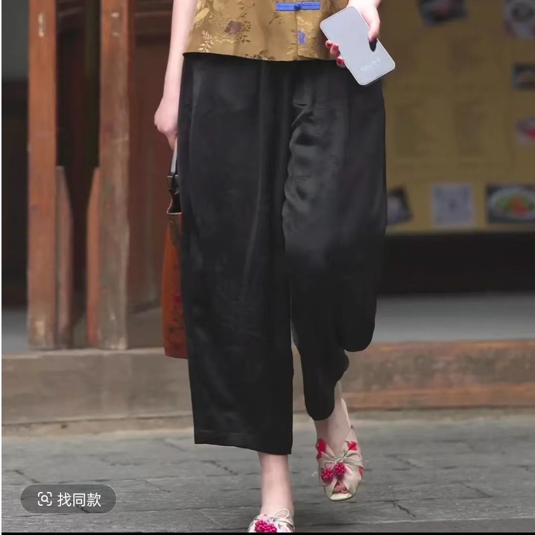 「花苞灯笼裤」百搭休闲裤宽松裤子百搭长九分裤提花显瘦时尚396