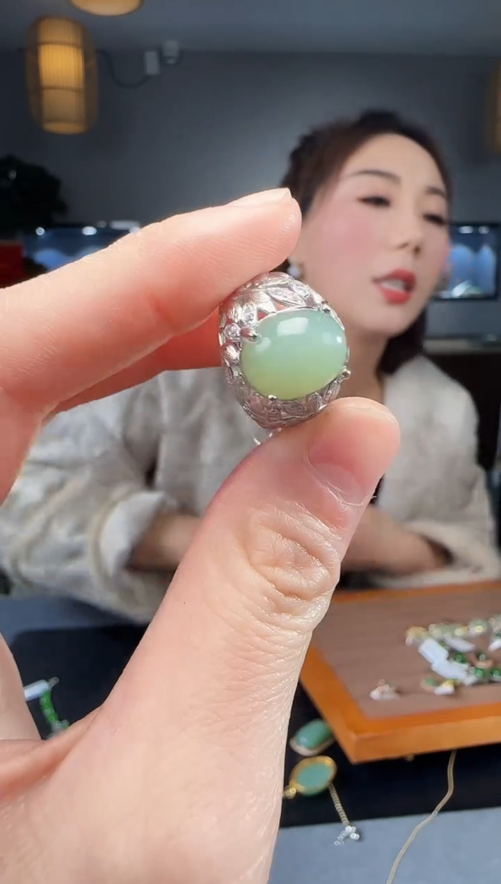 【闪购商品】和田玉戒指银S925镶嵌1