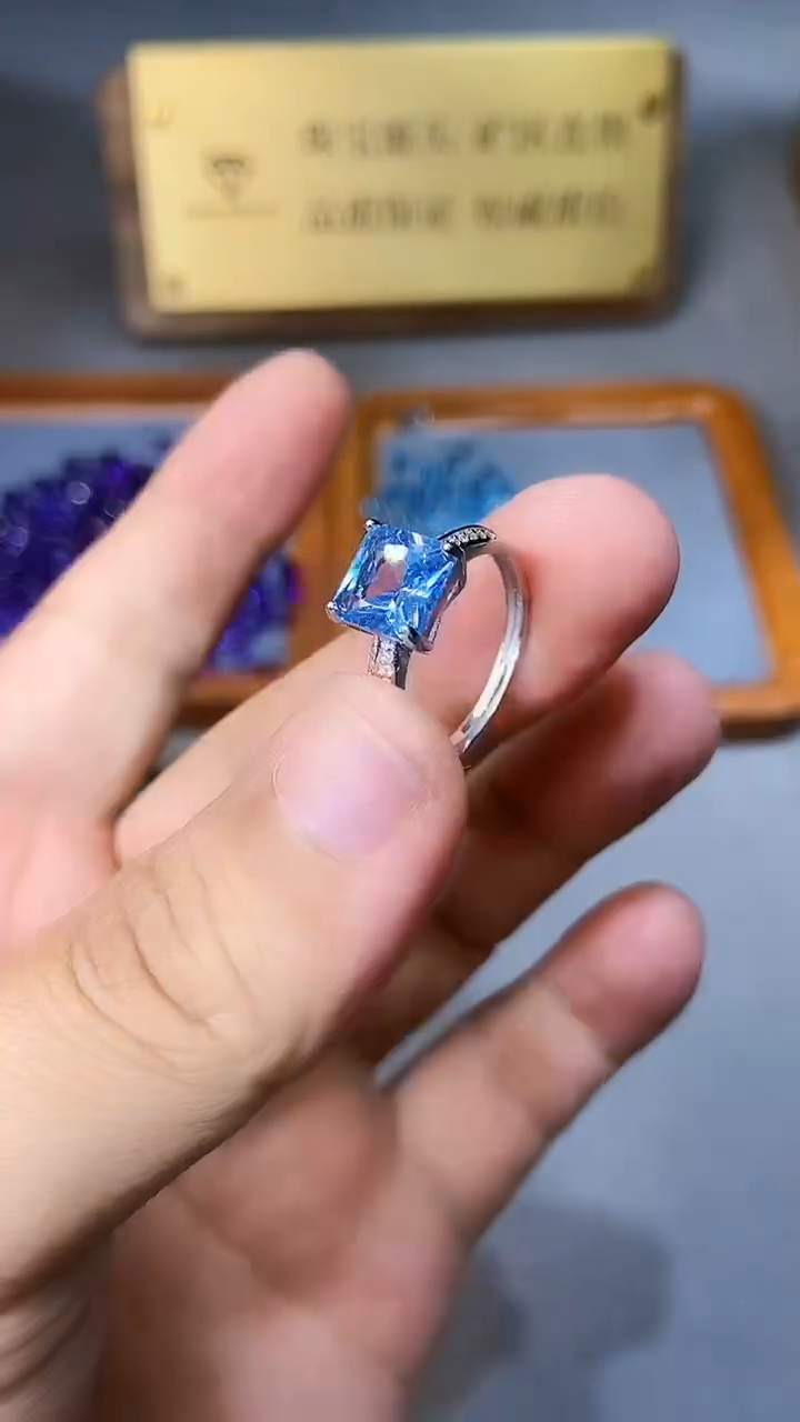 【闪购商品】海蓝宝石戒指银S925镶嵌354