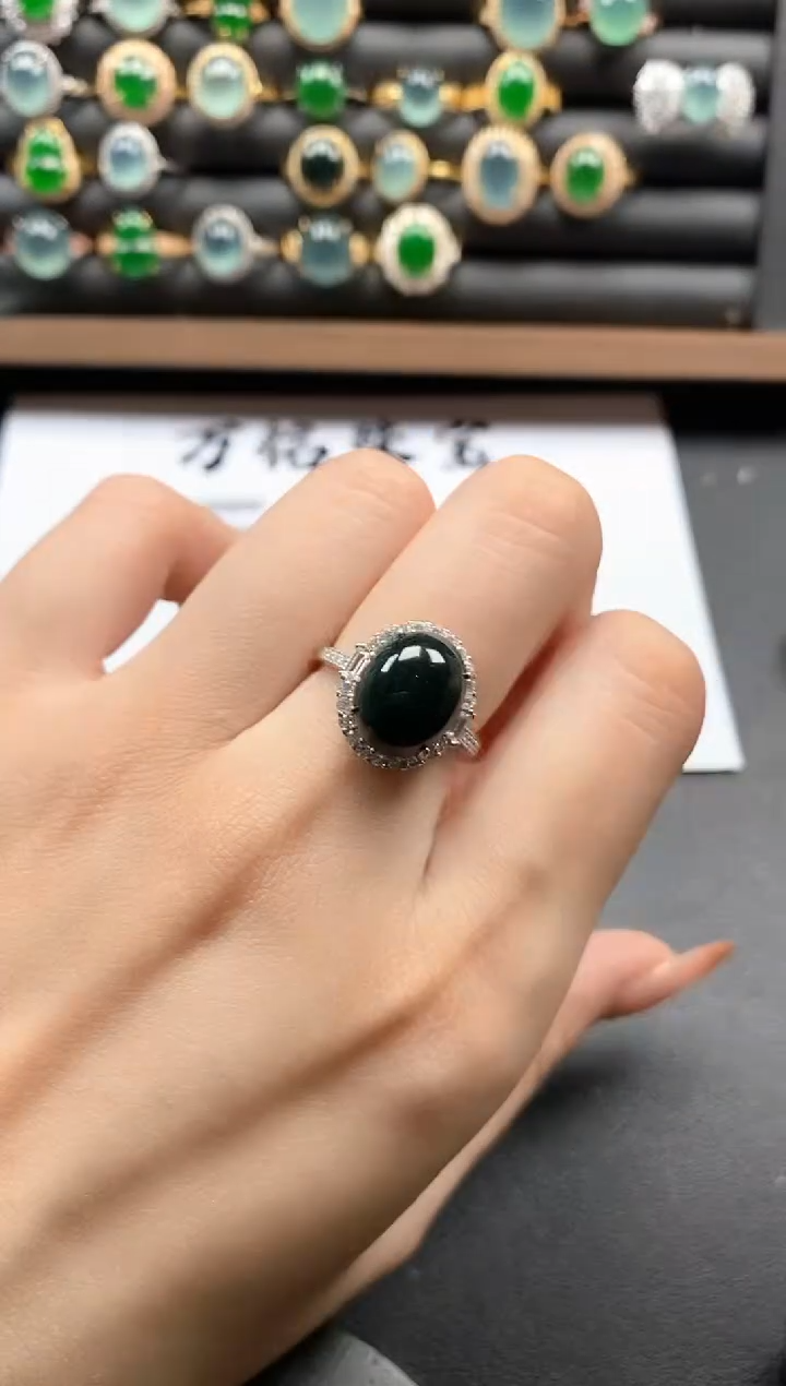 银S925镶嵌戒指翡翠51511