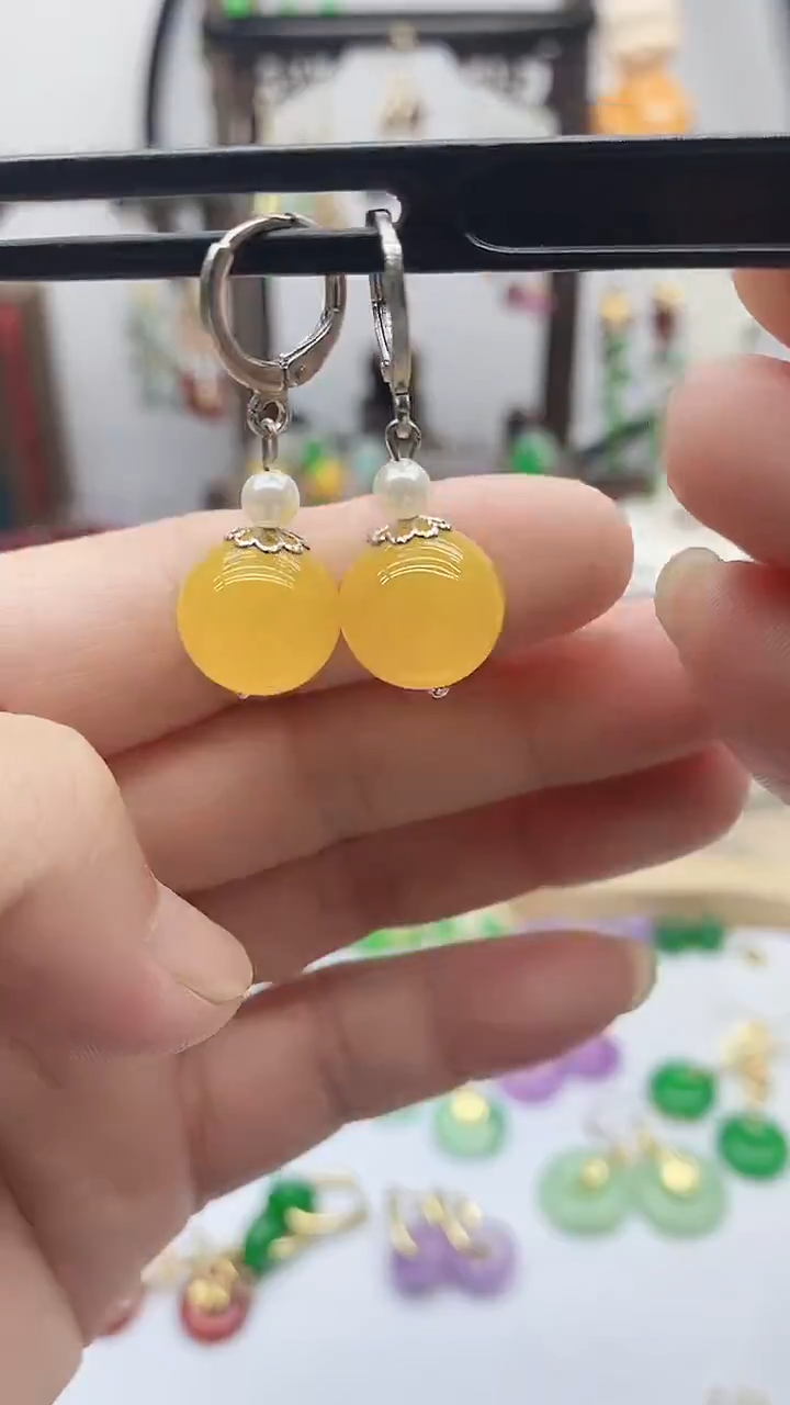 银S925镶嵌耳饰玛瑙/玉髓42