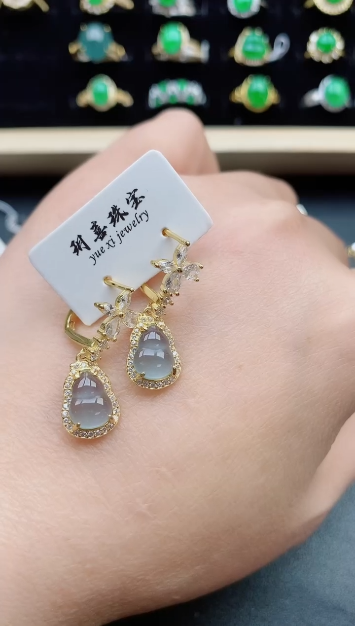 【闪购商品】翡翠耳饰银S925镶嵌321321