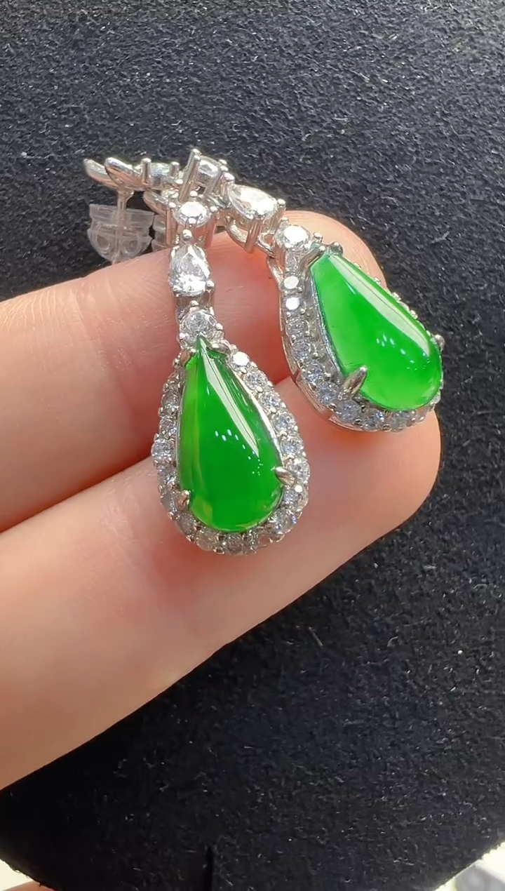 【闪购商品】翡翠耳饰银S925镶嵌多样性发货拍一发一