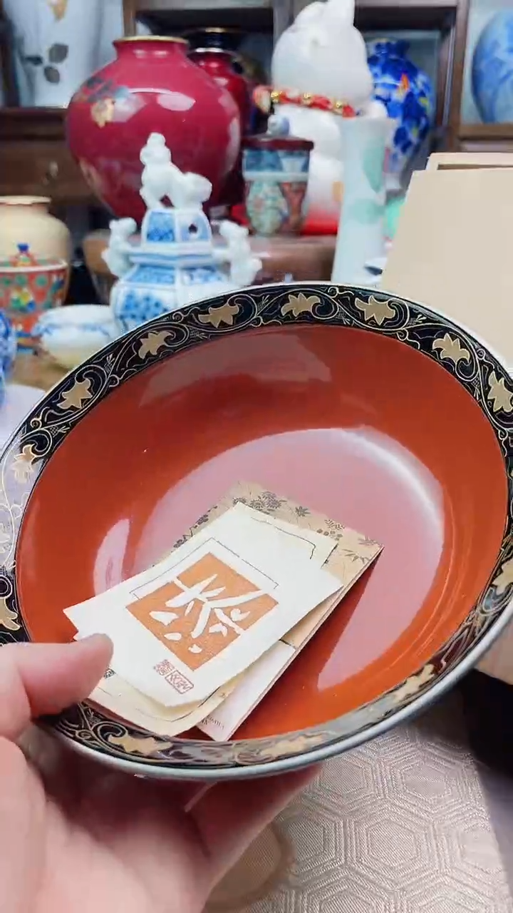 【闪购商品】盘日产漆器银边大钵