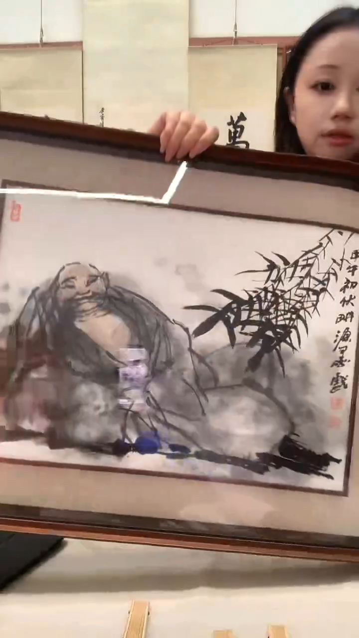 国画J张老师国画镜框一件 