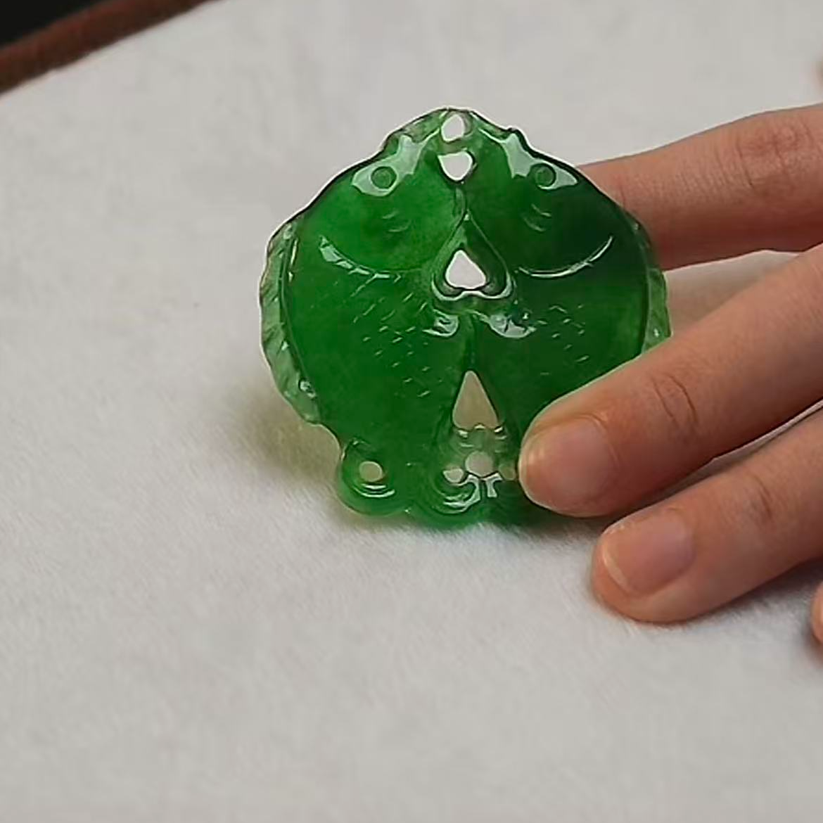 【华夏文物甄选商店02235】翡翠双鱼