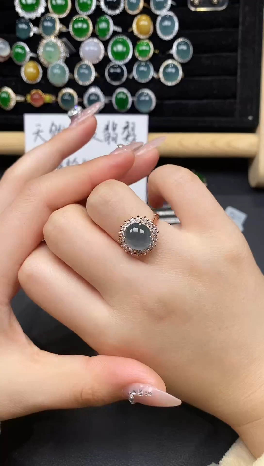 银S925镶嵌戒指翡翠34734
