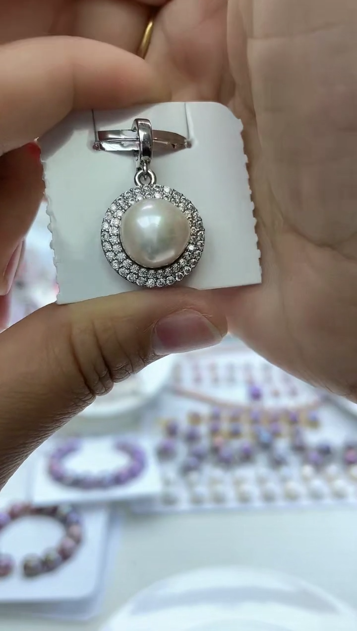 未镶嵌吊坠淡水珍珠白色系 太阳花(多样性发一）