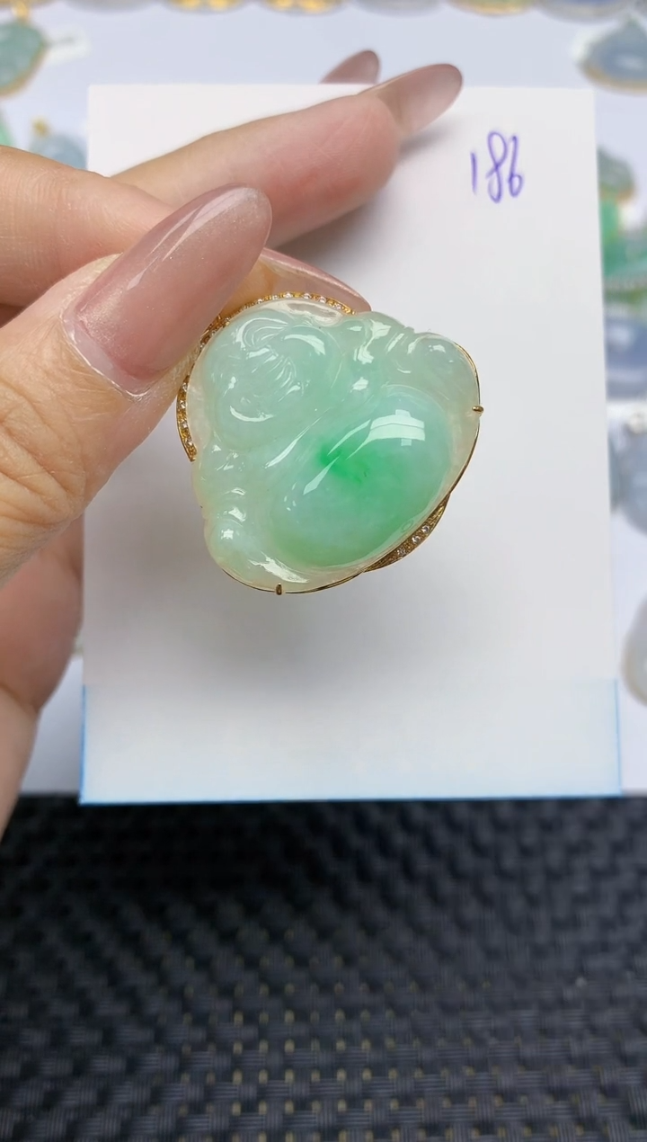 【闪购商品】翡翠颈饰18K金镶嵌天然A货翡翠 186