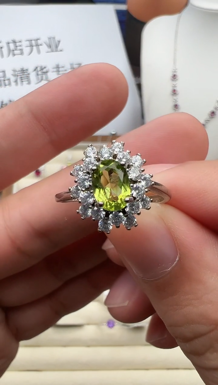 银S925镶嵌戒指橄榄石23