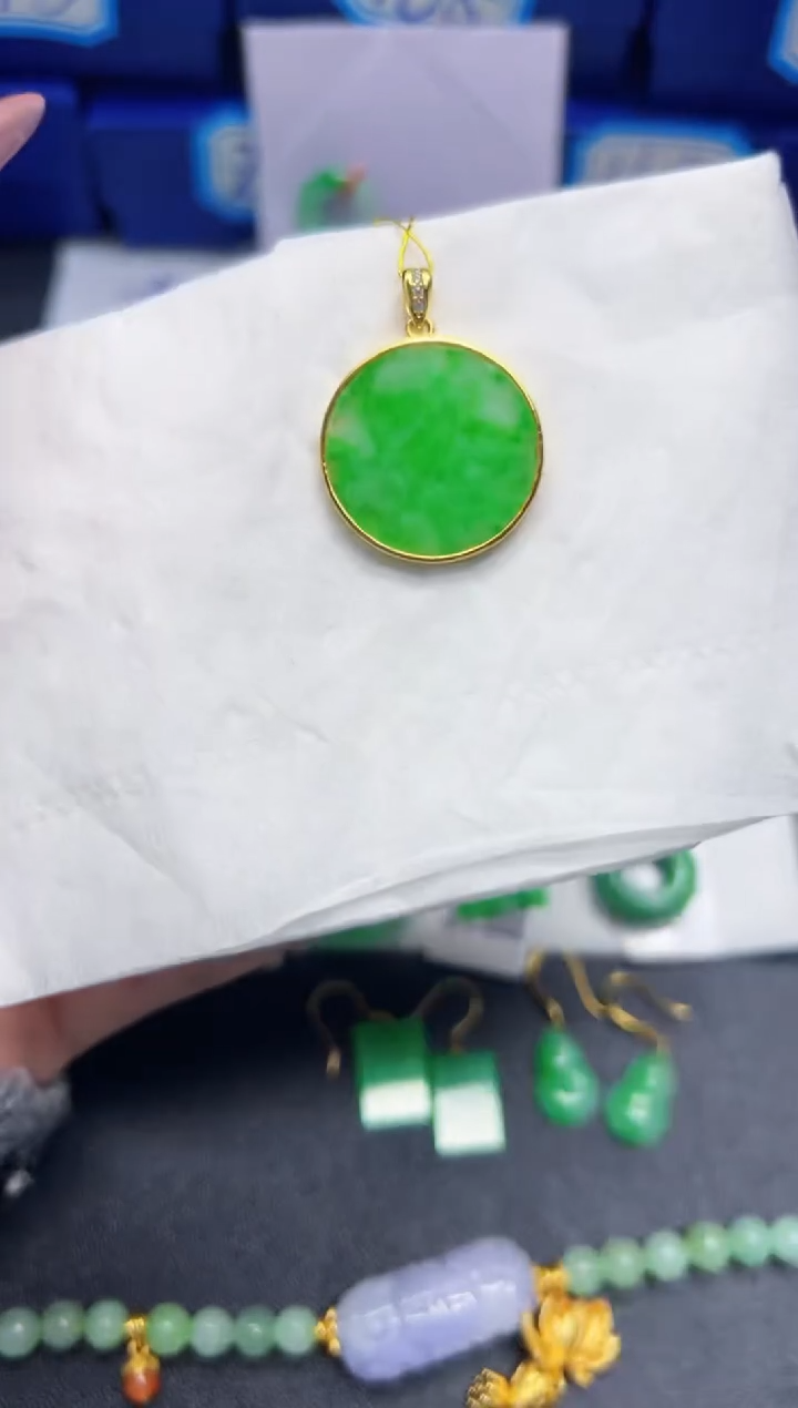 【闪购商品】翡翠颈饰银S925镶嵌Y缅料A货/支持复检/一件