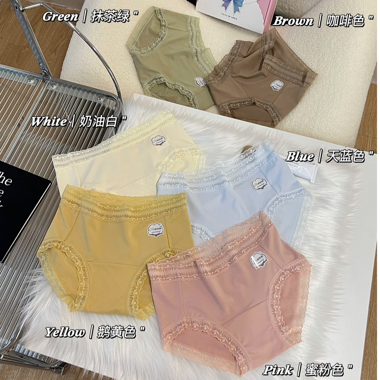 【赫本】2025夏季新品7A聚乳酸内裤拼接蕾丝花边设计