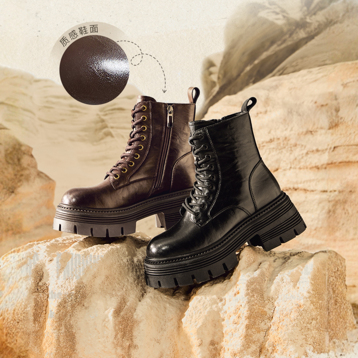 【百丽集团TATA】25冬新款加绒百搭女时尚厚底马丁靴短靴CG801DD5