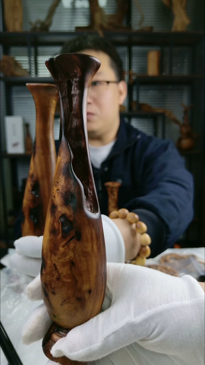 枣木雷击枣木高个大号花瓶摆件