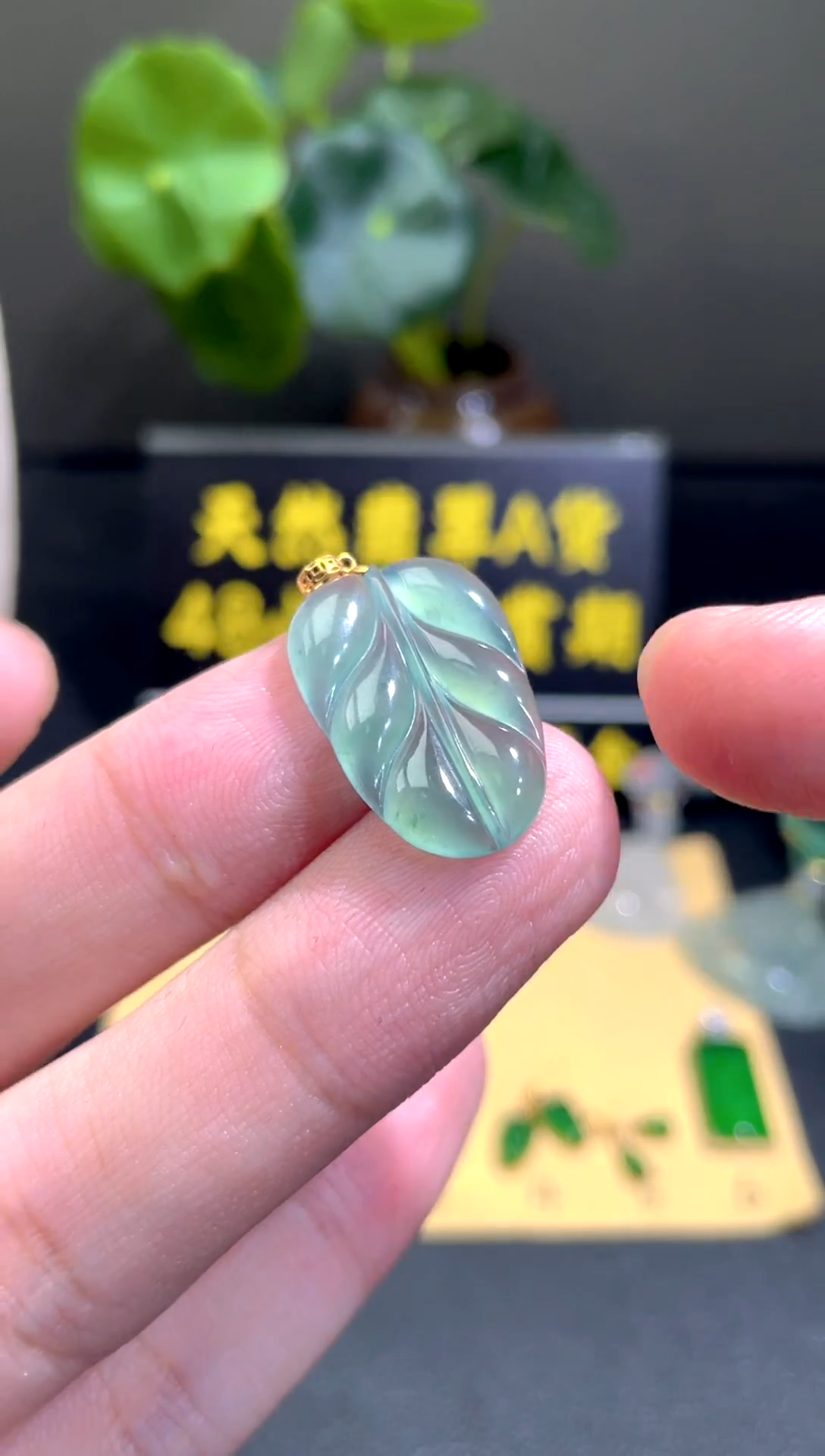 颈饰18K金镶嵌翡翠翡翠A货