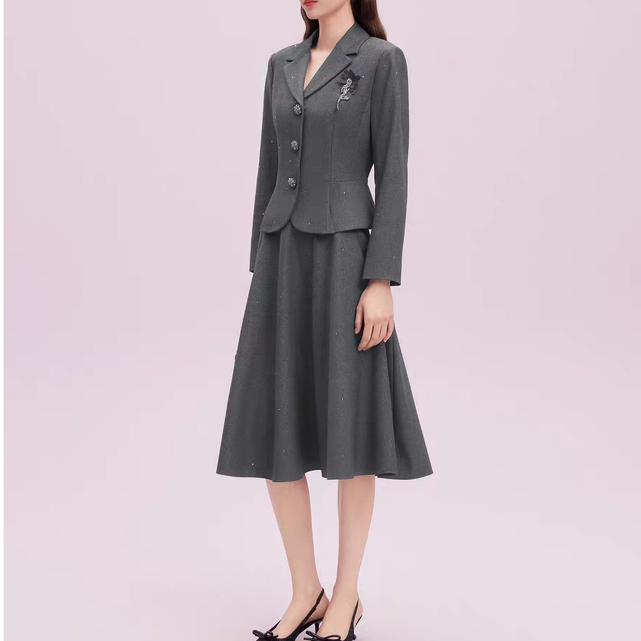 【拉】时尚套装小香风显瘦气质长袖短款女士修身秋季