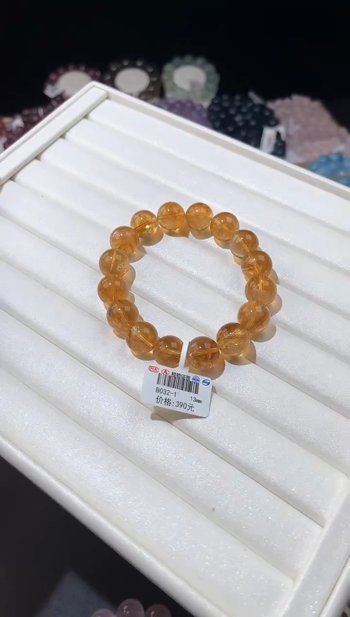 【闪购商品】水晶手链未镶嵌多样性发一黄阿赛13mm