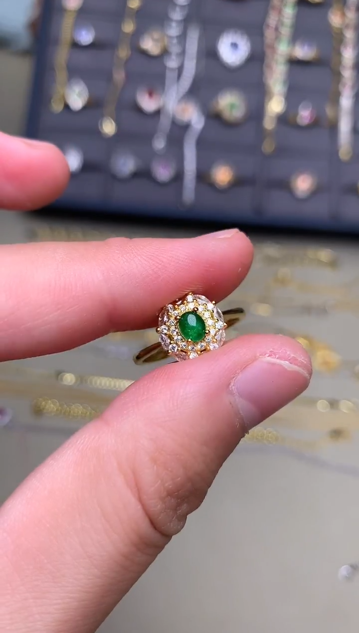 银S925镶嵌戒指祖母绿用****8戒指