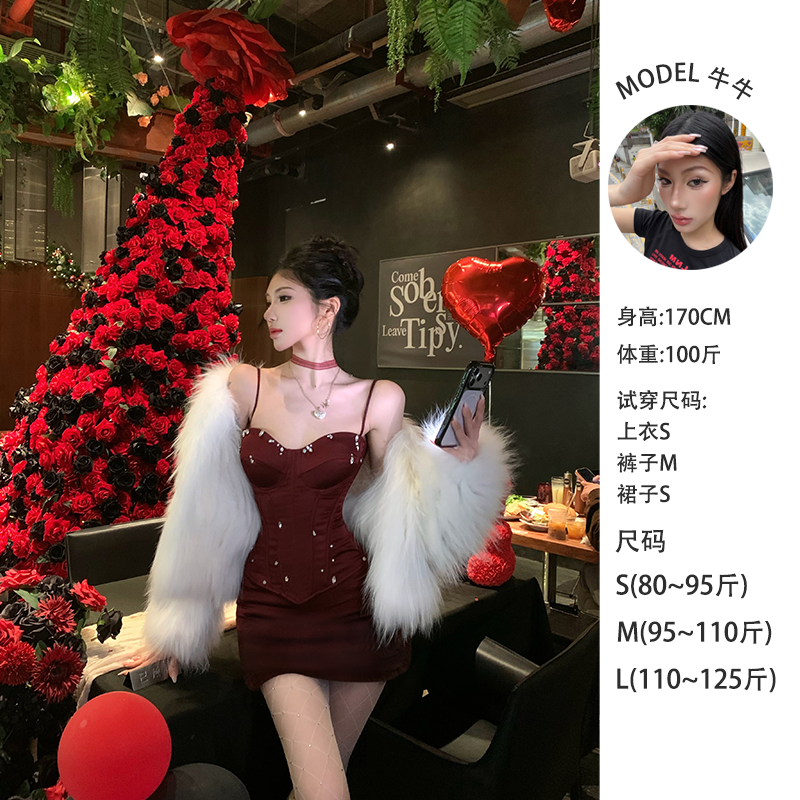 牛牛【圣诞夜】圣诞战袍纯欲钉钻鱼骨胸衣套装N25B30229+N25Q30248