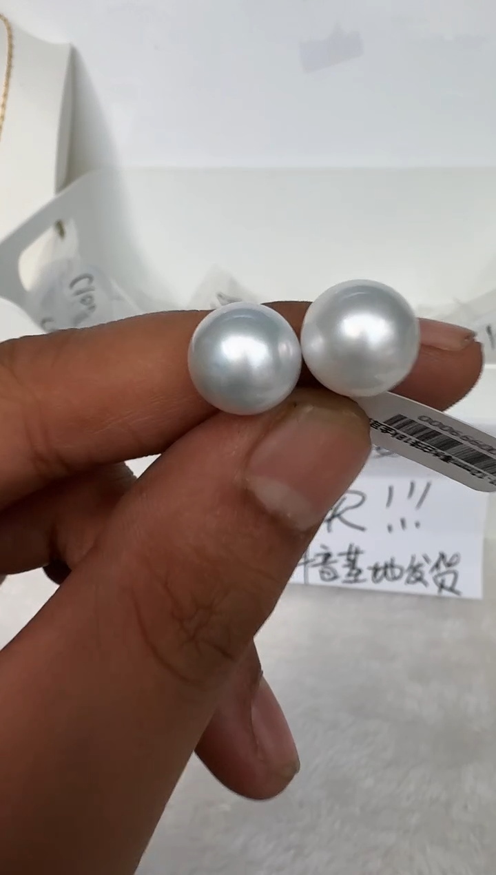 18K金镶嵌耳饰海水珍珠耳钉11