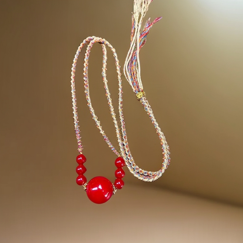 私人订制新款2025韩氏红景天玉石锁骨链项链吊坠2-117