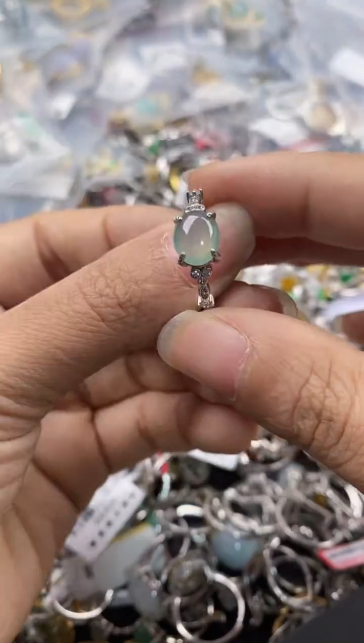 银S925镶嵌戒指翡翠11               5