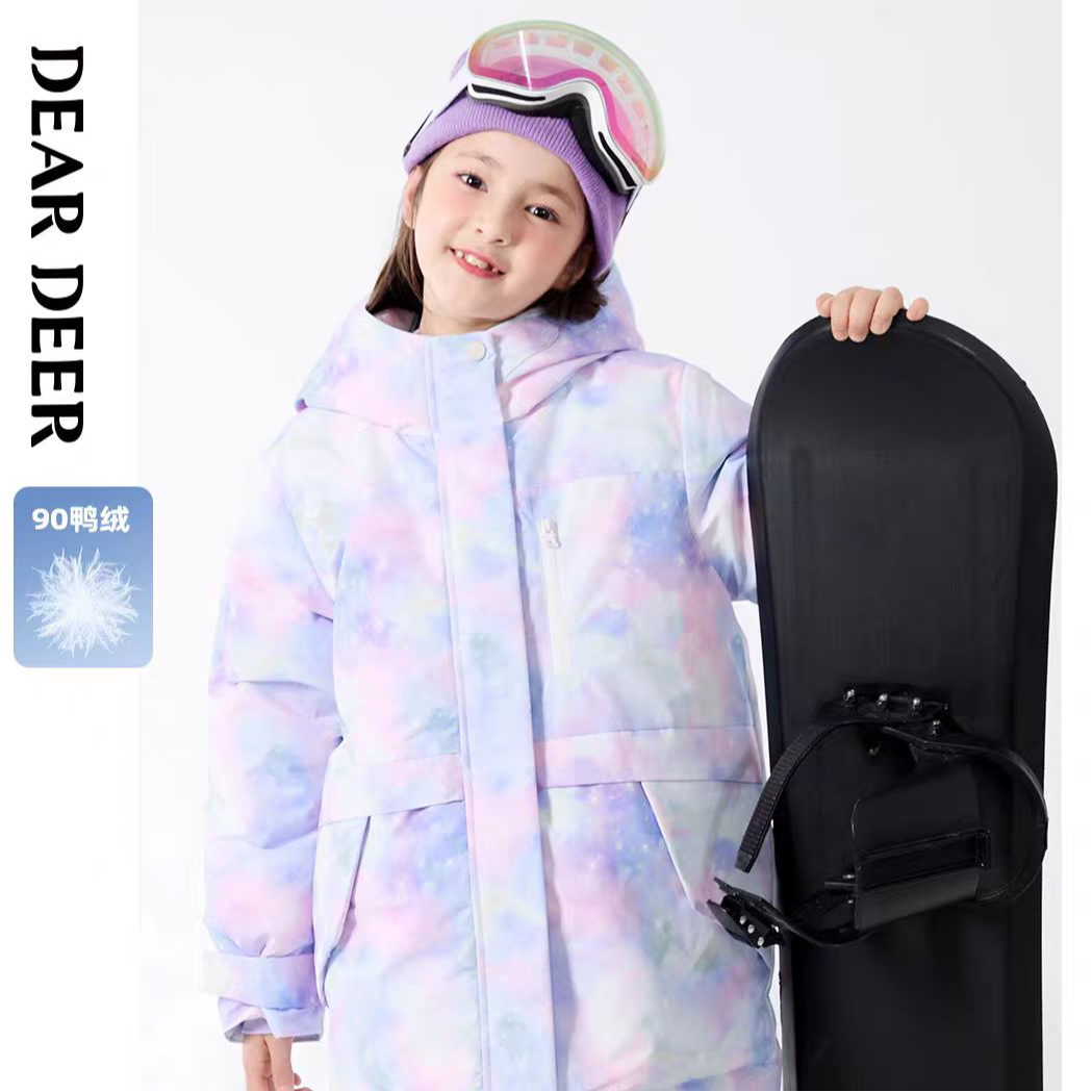 【门店同款】迪迪鹿童装女童羽绒服2024冬季新款迷彩羽绒外套保暖