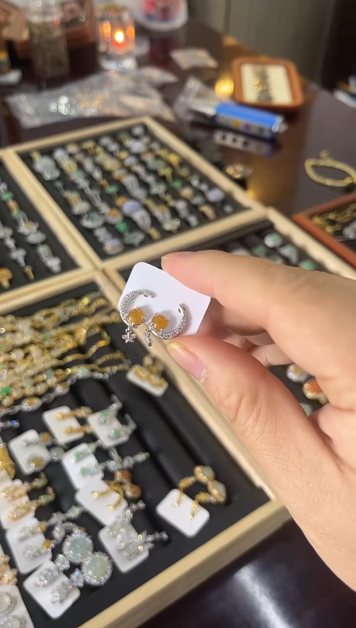 【闪购商品】翡翠耳饰合金耳钉