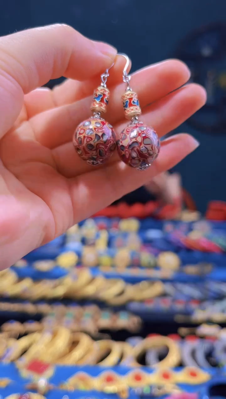 【闪购商品】非遗绝技 犀皮漆耳环 米红