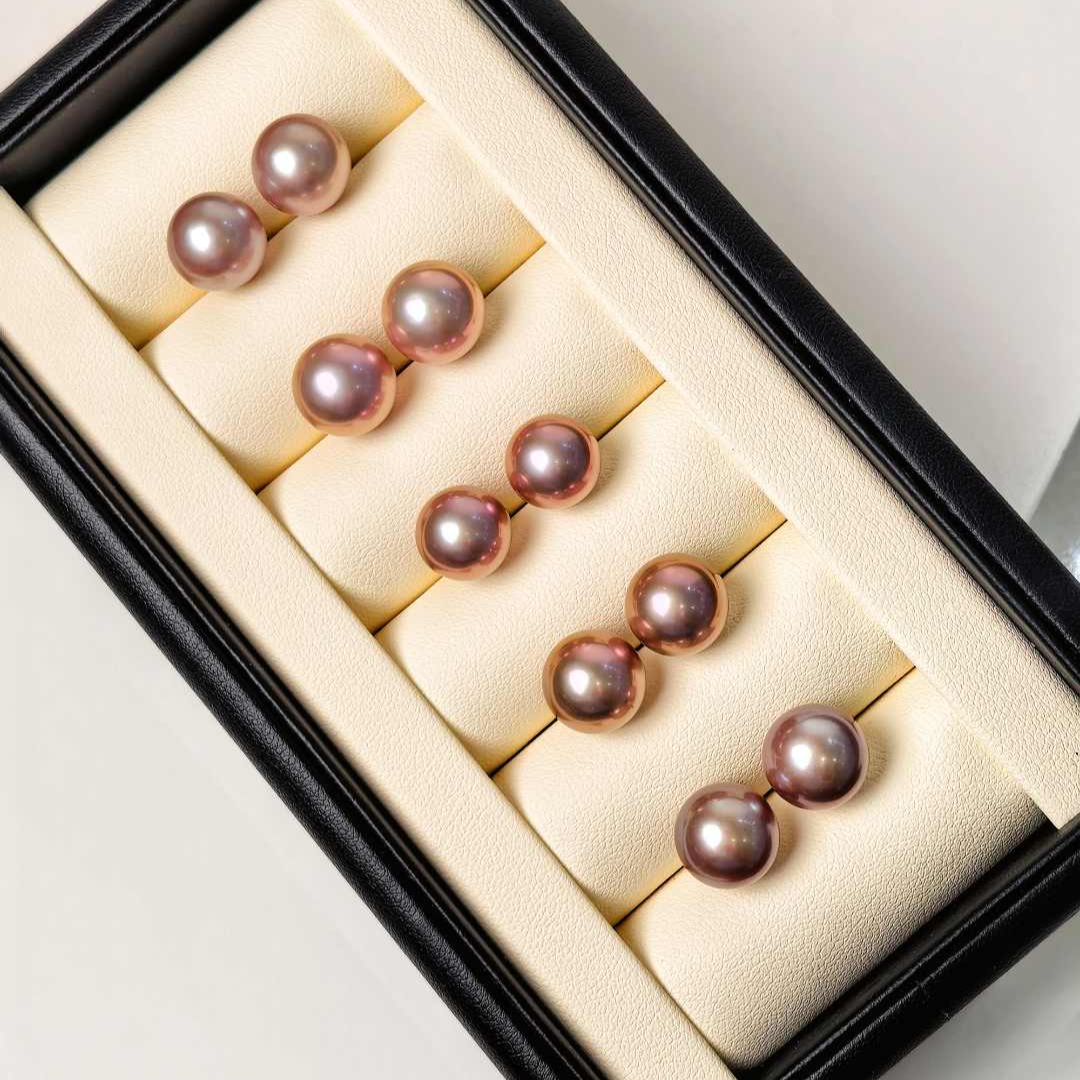 依俐西雅多样性发一B186简约经典珍珠耳钉10-11mm 