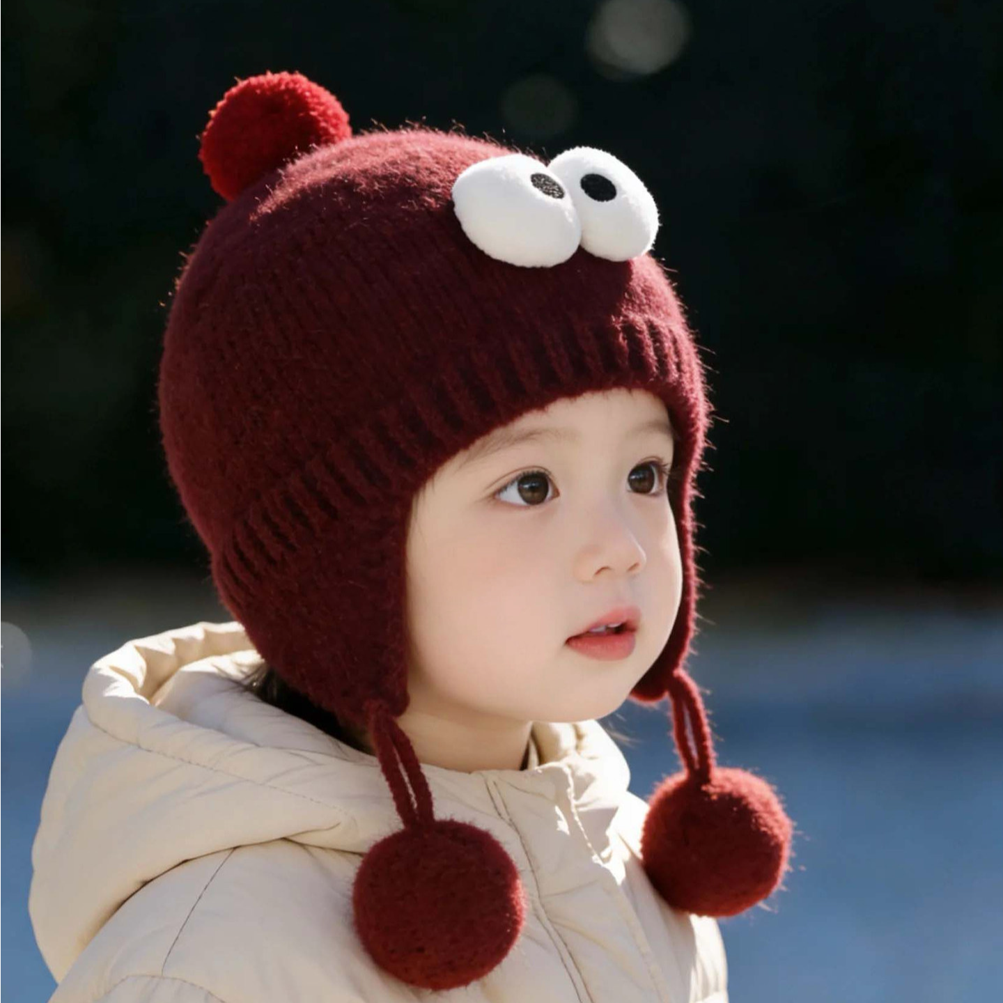 可爱宝宝帽子秋冬季保暖加厚针织护耳帽男女儿童防风出游毛线帽潮