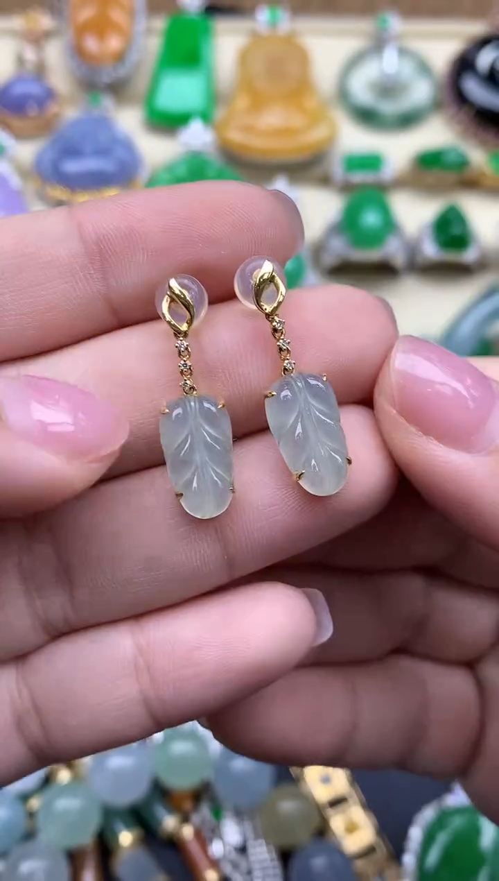 【闪购商品】翡翠耳饰18K金镶嵌331-中国好珍宝