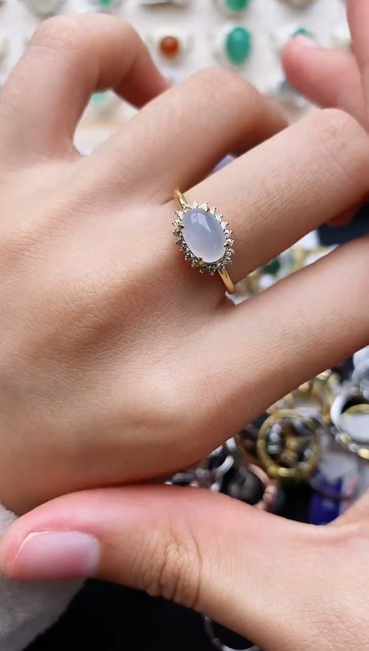 【闪购商品】翡翠戒指银S925镶嵌缅甸翡翠