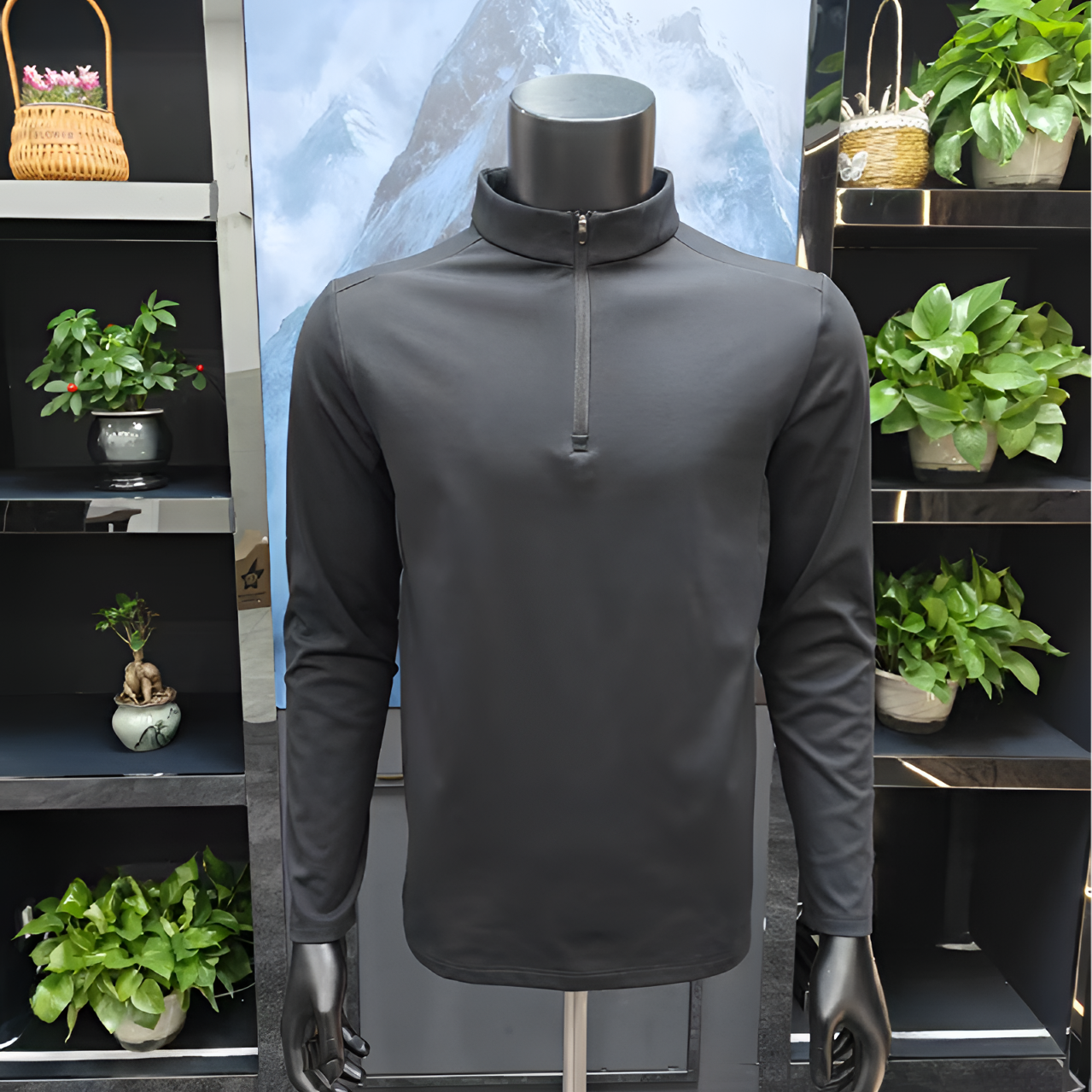 长袖拉链冬季立领加绒时尚修身T恤