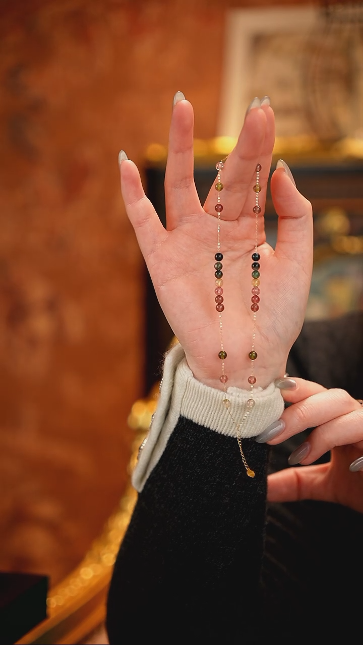 18K金镶嵌手链碧玺采灵阁出品必须精品