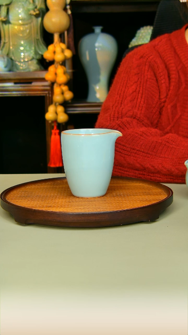 汝瓷公道杯原矿天青不完美