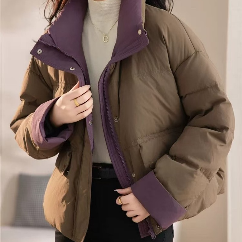 【撞色羽绒服】爆款2025冬季新款时尚韩版女宽松时尚1955-小玉