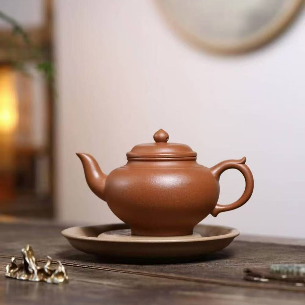 HB正宗宜兴紫砂壶原矿粗砂黄降坡光素笑樱壶高档泡茶壶茶具