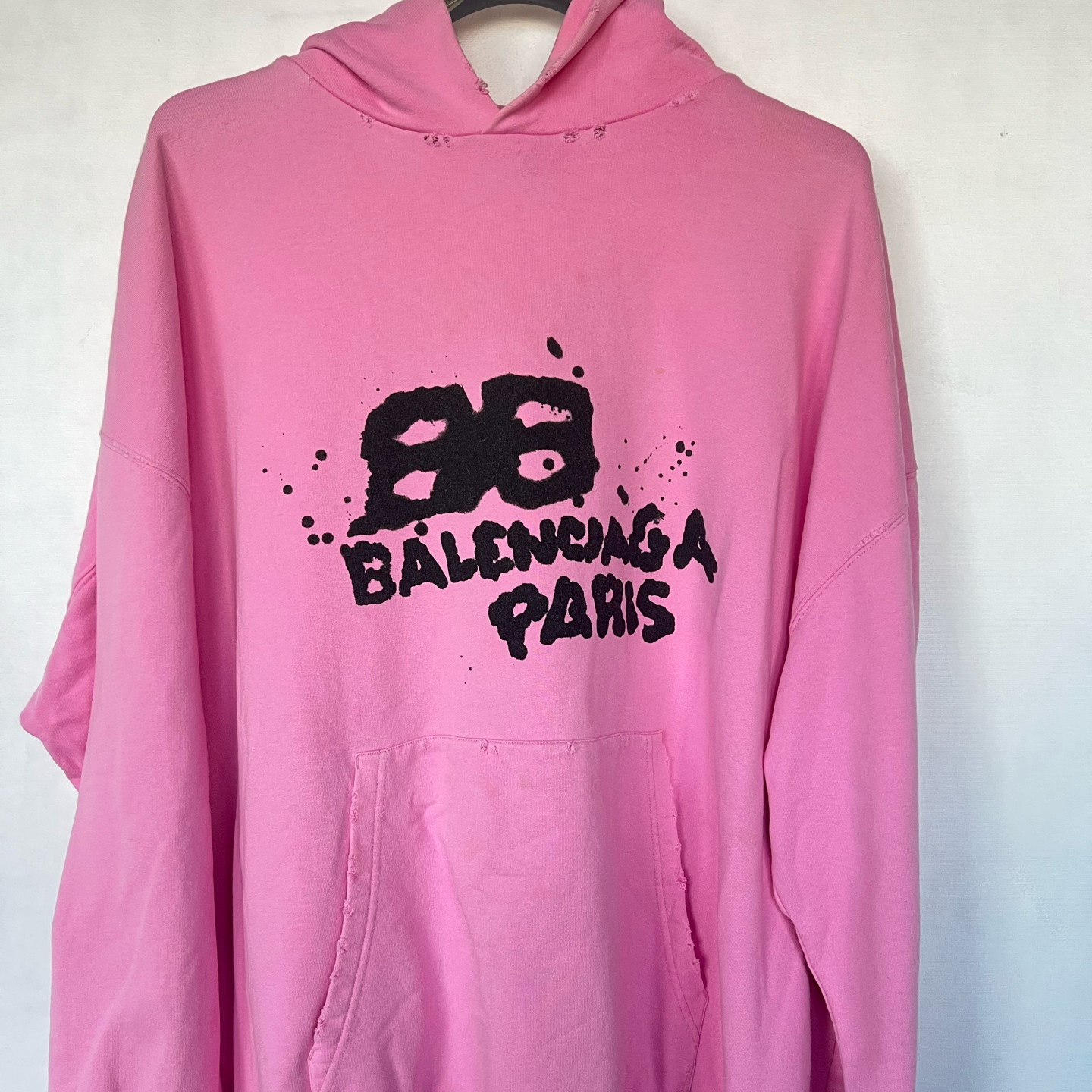 95新 Balenciaga/巴黎世家 粉色 涂鸦logo 卫衣/98新/M码/B1005