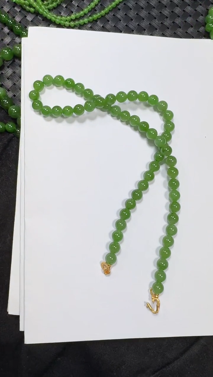 项链未镶嵌和田玉（碧玉）A*n8m项链小针尖点