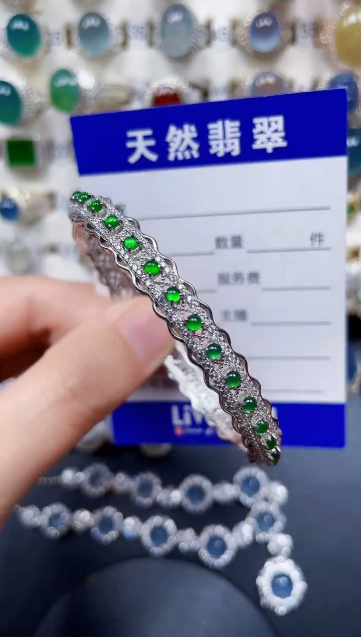 银S925镶嵌手镯翡翠176