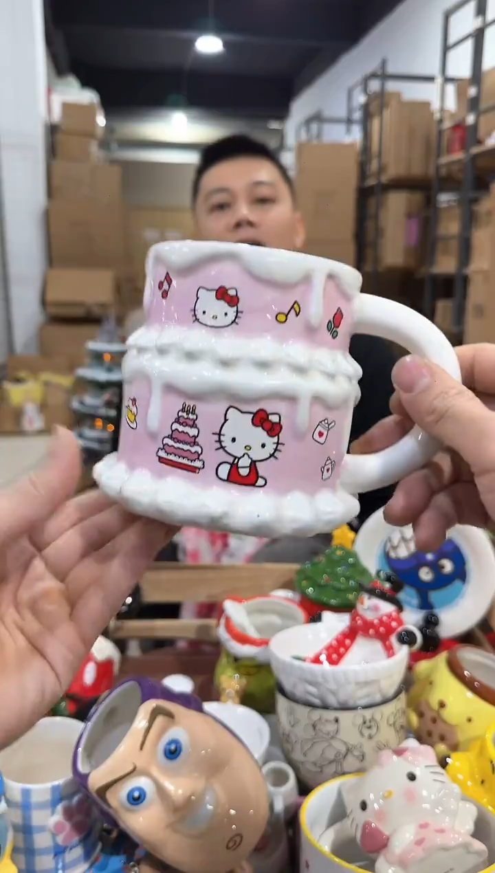 瓷片kt猫双层蛋糕水杯