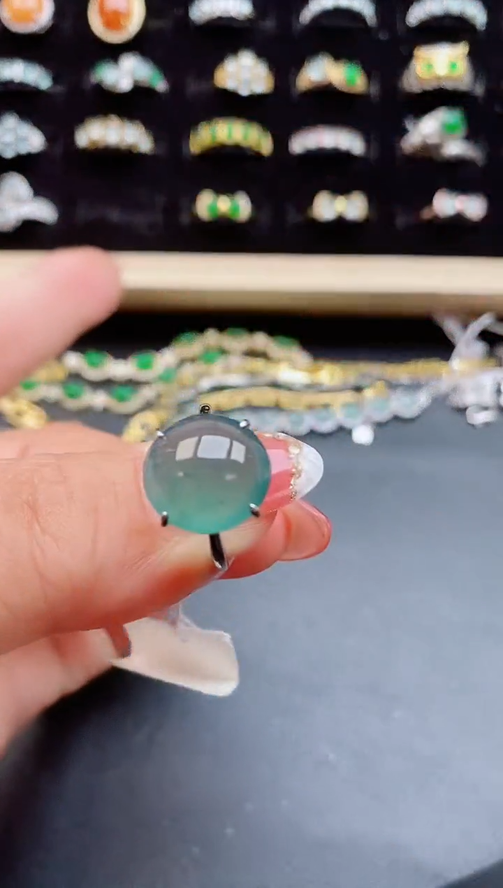 【闪购商品】翡翠戒指银S925镶嵌585050