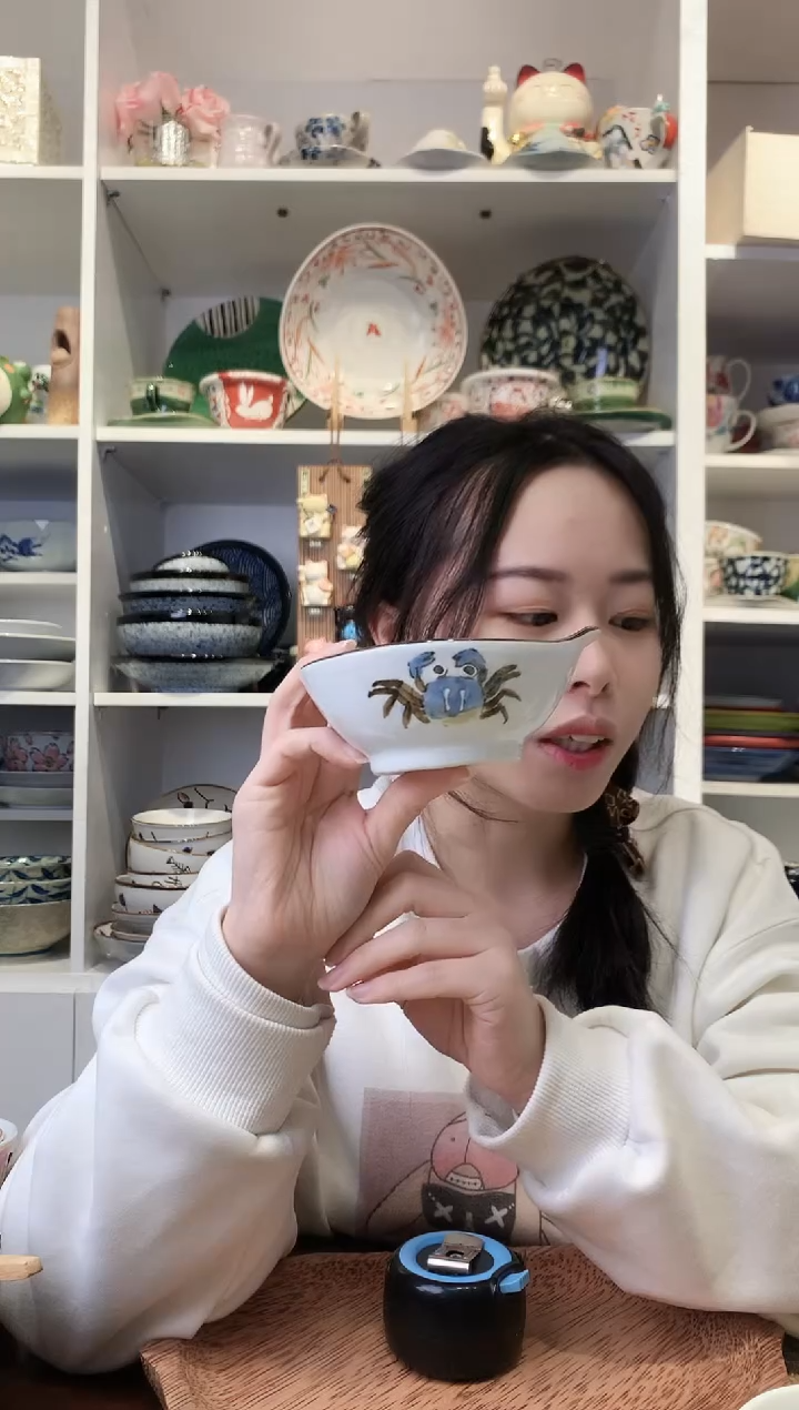 陶瓷【微瑕】九谷螃蟹单耳碗