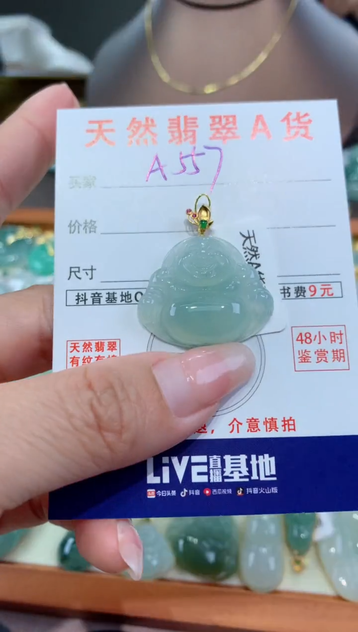 【闪购商品】翡翠颈饰18K金镶嵌 天然翡翠A货挂件