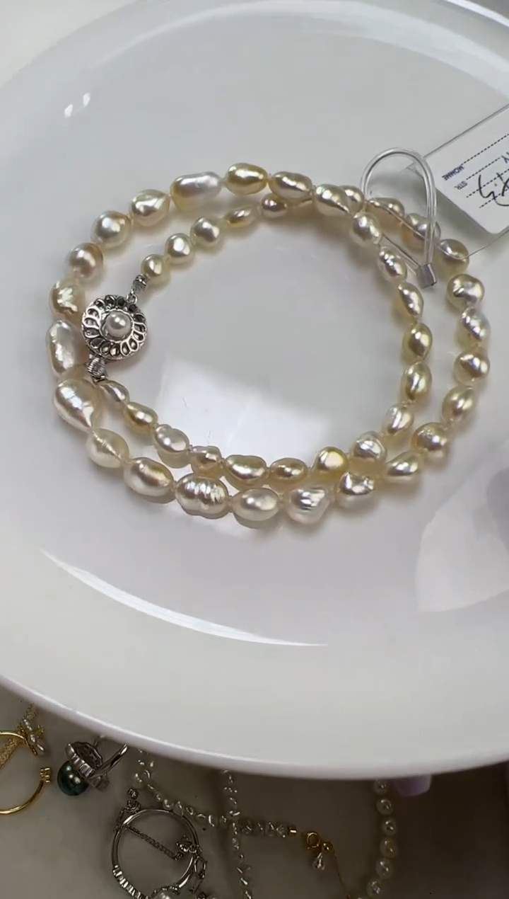 银S925镶嵌戒指海水珍珠海水珍珠