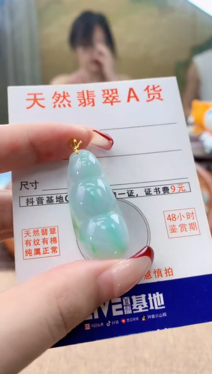 颈饰18K金镶嵌翡翠天然A货翡翠挂件