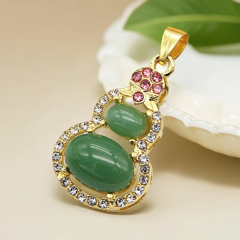 轻奢豪镶绿色葫芦吊坠-a