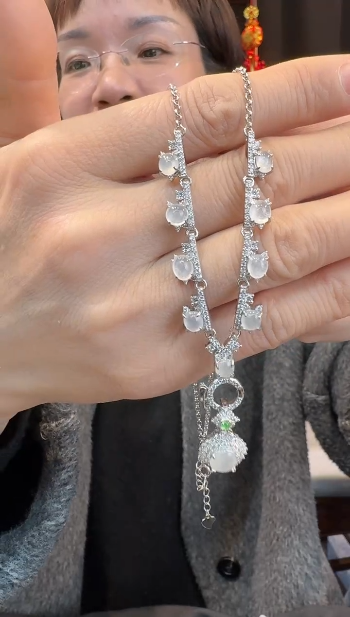 【闪购商品】翡翠套链银S925镶嵌套链