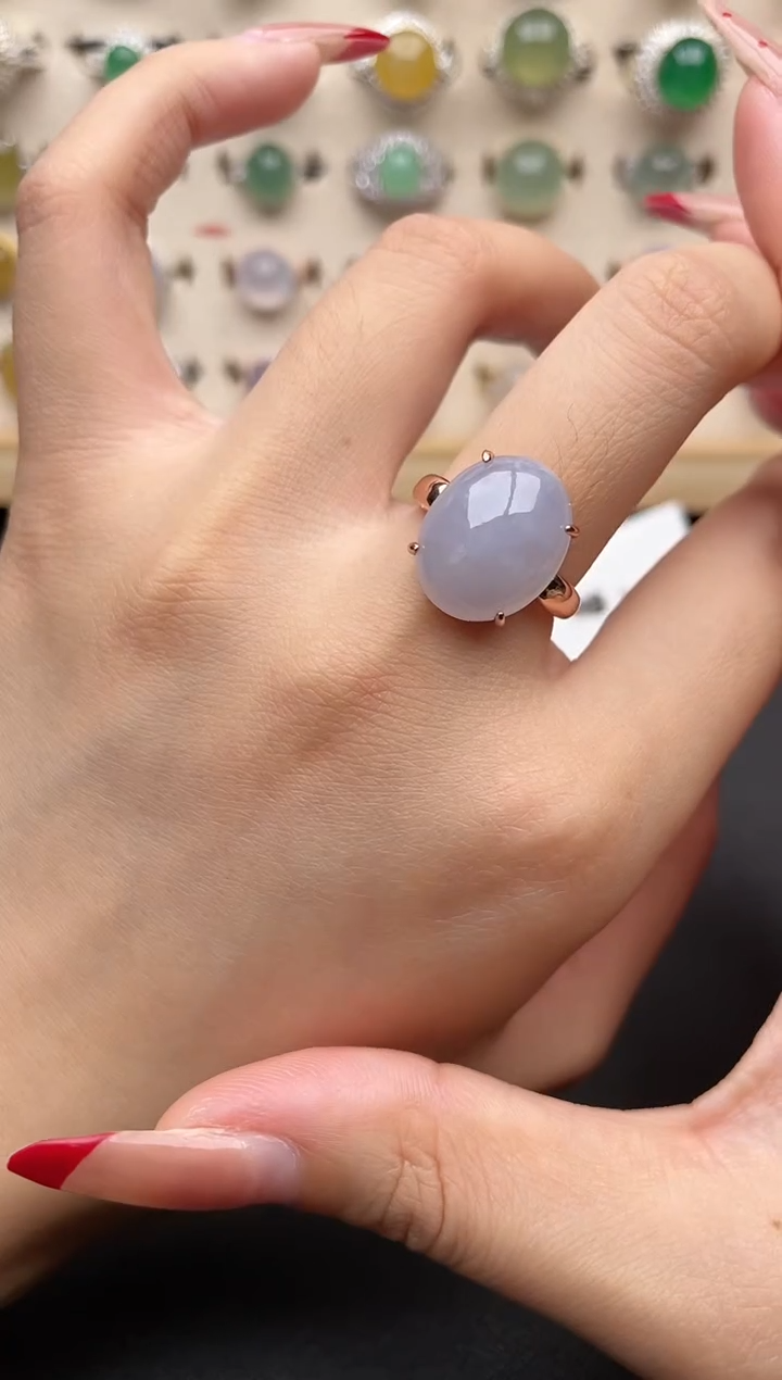 【闪购商品】翡翠戒指银S925镶嵌一物一证一礼盒